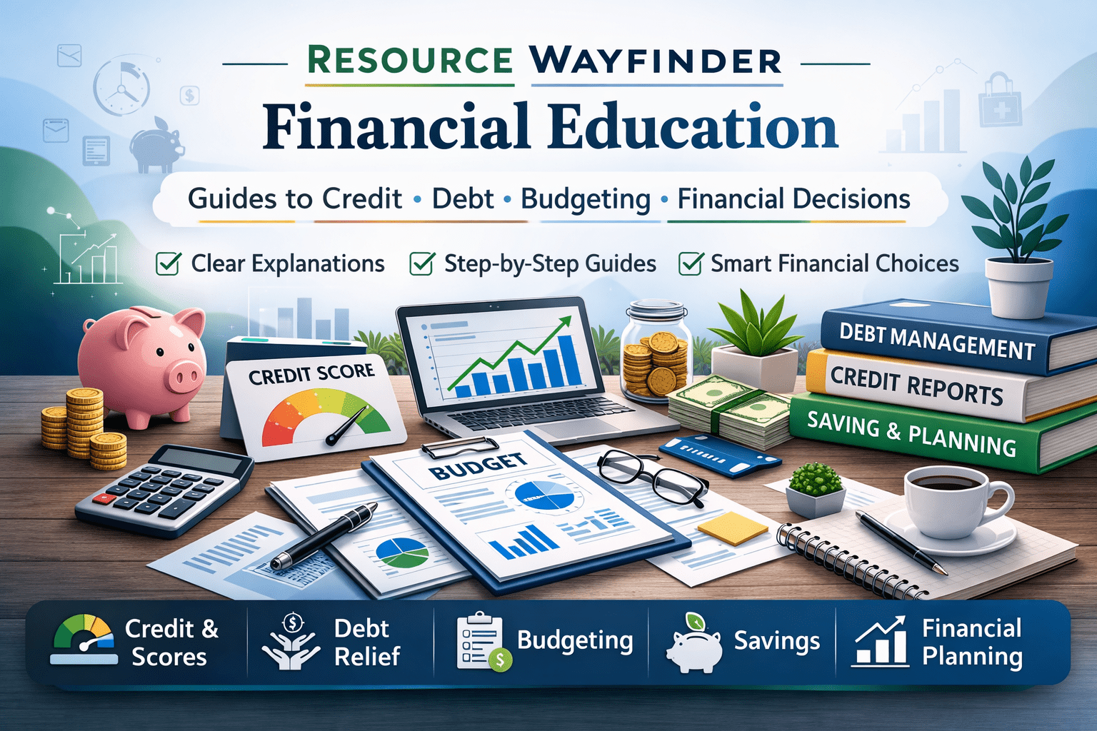 Illustration representing financial education and organized resource guides