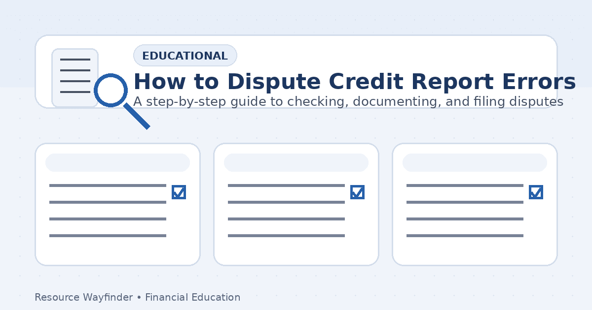 Illustration of a credit report with a magnifying glass and checklist